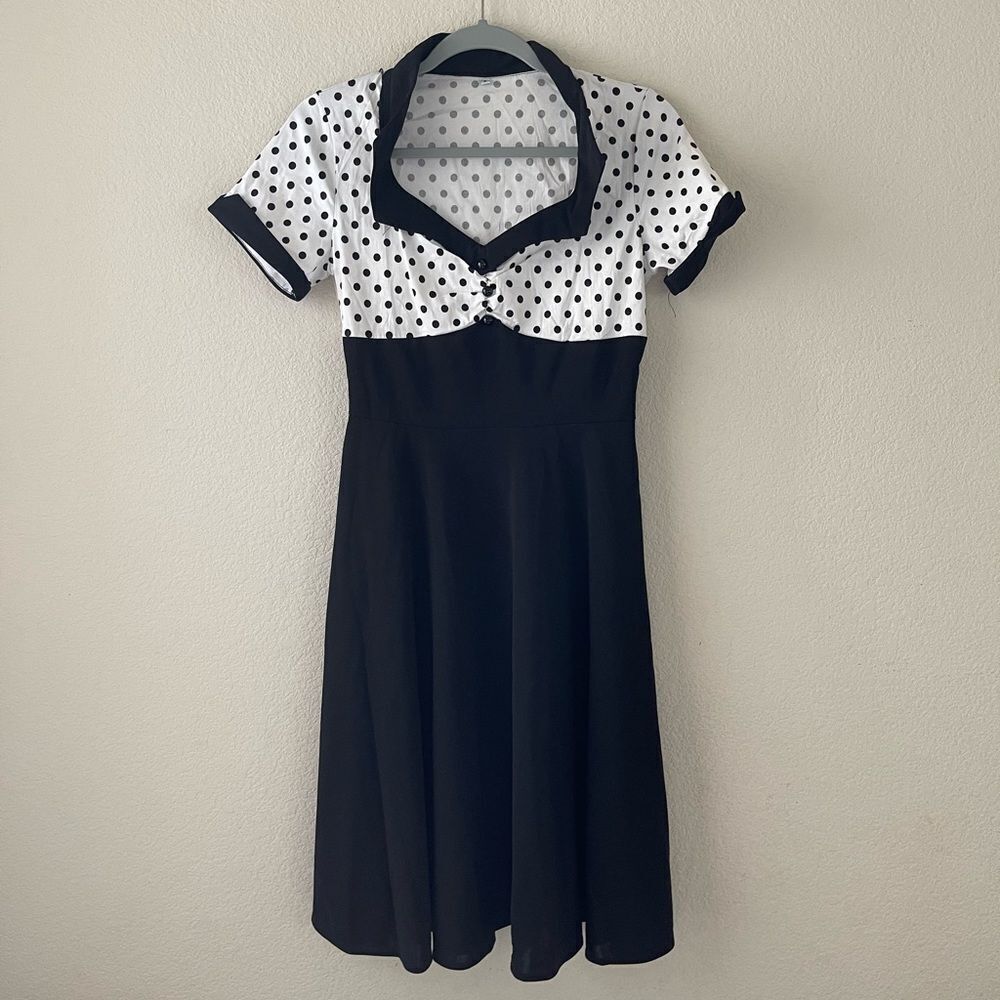 Rockabilly polka dot fit and flare dress